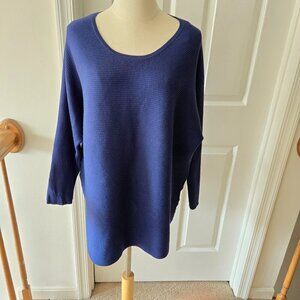 Lyn Blue Rayon Ribbed Knit Long Sleeve Sweater Plus Sz 2X
